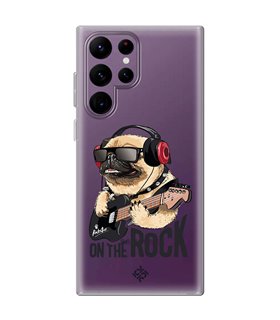 Funda para [ Samsung Galaxy S23 Ultra ] Diseño Música [ Pug Perro con Auriculares ] de Silicona Flexible