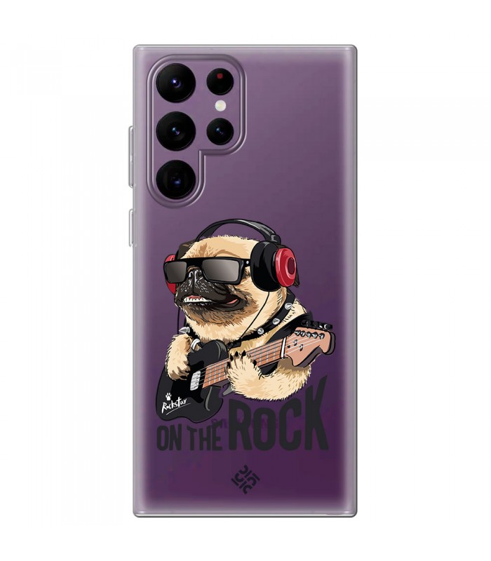 Funda para [ Samsung Galaxy S23 Ultra ] Diseño Música [ Pug Perro con Auriculares ] de Silicona Flexible