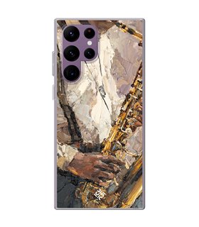 Funda para [ Samsung Galaxy S23 Ultra ] Diseño Música [ Pintura - Tocando el Saxofón ] de Silicona Flexible