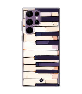 Funda para [ Samsung Galaxy S23 Ultra ] Diseño Música [ Teclas de Piano ] de Silicona Flexible