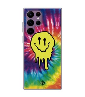 Funda para [ Samsung Galaxy S23 Ultra ] Dibujo Tendencias [ Sonrisa Smile Swirl Abstracto ] de Silicona