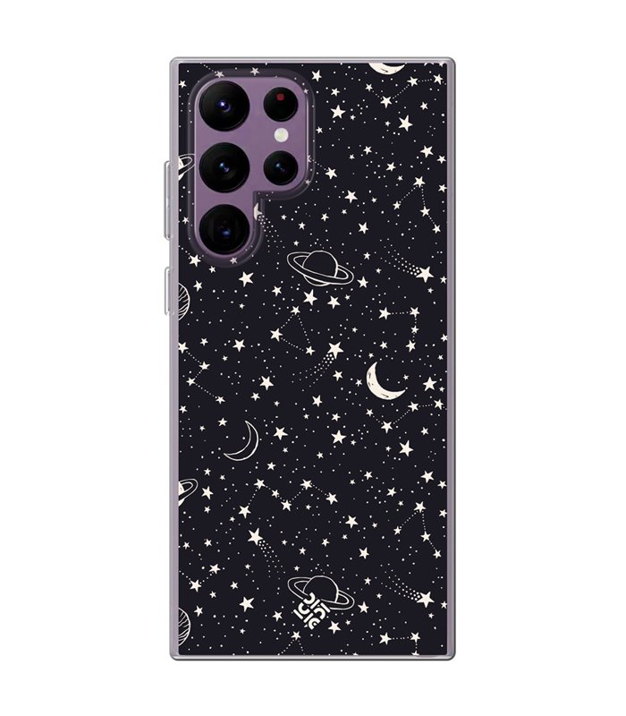 Funda para [ Samsung Galaxy S23 Ultra ] Dibujo Tendencias [ Fondo Estrellado con Planetas ] de Silicona Flexible