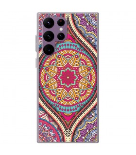 Funda para [ Samsung Galaxy S23 Ultra ] Dibujo Auténtico [ Baldosa de Teja Mandala ] de Silicona Flexible