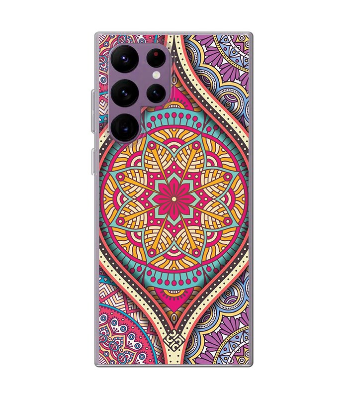 Funda para [ Samsung Galaxy S23 Ultra ] Dibujo Auténtico [ Baldosa de Teja Mandala ] de Silicona Flexible