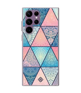 Funda para [ Samsung Galaxy S23 Ultra ] Dibujo Auténtico [ Mosaico Triangular Mandala ] de Silicona Flexible