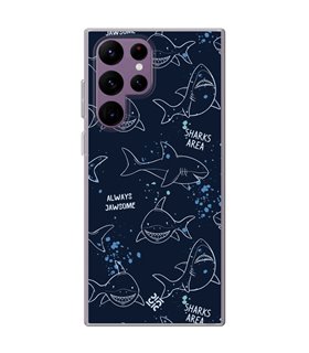 Funda para [ Samsung Galaxy S23 Ultra ] Dibujo Auténtico [ Sharks Area ] de Silicona Flexible para Smartphone