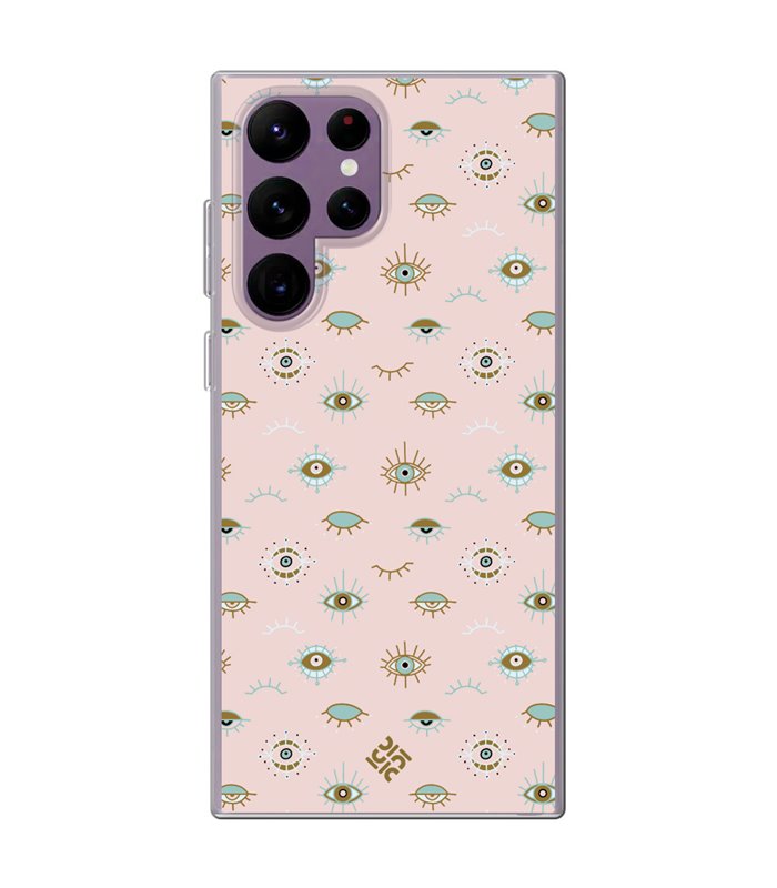 Funda para [ Samsung Galaxy S23 Ultra ] Dibujo Auténtico [ Ojo de Hamsa Colores Pastel ] de Silicona