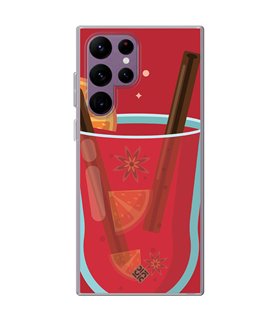 Funda para [ Samsung Galaxy S23 Ultra ] Dibujo Auténtico [ Vino Caliente ] de Silicona Flexible para Smartphone