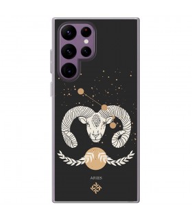 Funda para [ Samsung Galaxy S23 Ultra ] Dibujo Zodiaco [ Signo Zodiacal - Aries ] de Silicona Flexible para Smartphone 