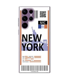 Funda para [ Samsung Galaxy S23 Ultra ] Billete de Avión [ New York ] de Silicona Flexible para Smartphone 