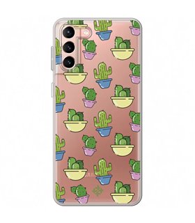 Funda para [ Samsung Galaxy S23 Plus ] Dibujo Auténtico [ Cactus en Macetas ] de Silicona Flexible para Smartphone