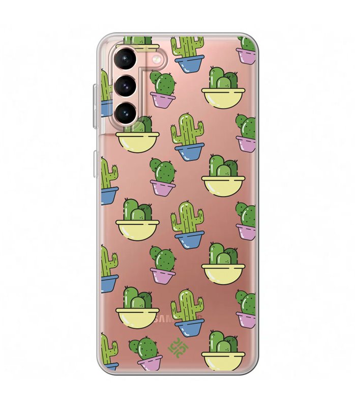 Funda para [ Samsung Galaxy S23 Plus ] Dibujo Auténtico [ Cactus en Macetas ] de Silicona Flexible para Smartphone