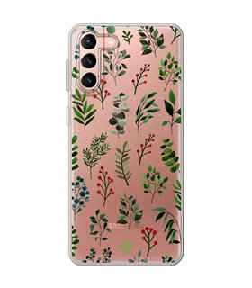 Funda para [ Samsung Galaxy S23 Plus ] Dibujo Botánico [ Hojas Ramas Verdes - Follaje Botánico ] de Silicona Flexible
