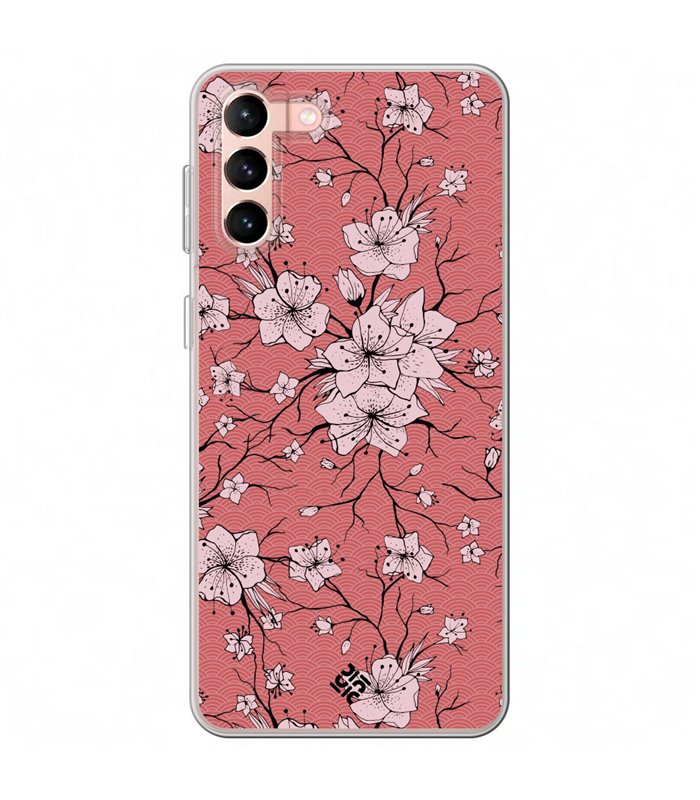 Funda para [ Samsung Galaxy S23 Plus ] Dibujo Botánico [ Flores sakura con patron japones ] de Silicona Flexible