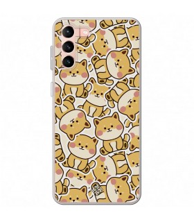 Funda para [ Samsung Galaxy S23 Plus ] Dibujo Cute [ Pegatinas Perrito Shiba ] de Silicona Flexible para Smartphone