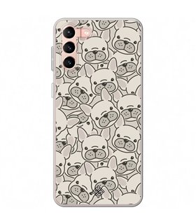 Funda para [ Samsung Galaxy S23 Plus ] Dibujo Cute [ Pegatinas Perrito Bulldog Frances ] de Silicona Flexible