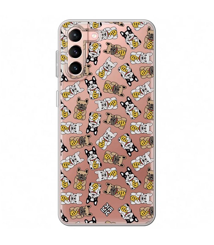 Funda para [ Samsung Galaxy S23 Plus ] Dibujo Cute [ Perro Bulldog de la Suerte ] de Silicona Flexible para Smartphone