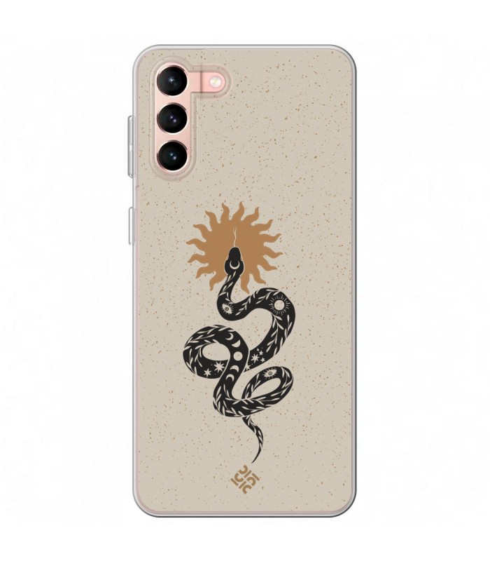 Funda para [ Samsung Galaxy S23 Plus ] Dibujo Esotérico [ Serpiente Esotérica y Signo Solar ] de Silicona Flexible