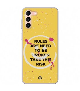 Funda para [ Samsung Galaxy S23 Plus ] Dibujo Frases Guays [ Smile - Rules Are Need  To Be Broken Take This Risk ] 