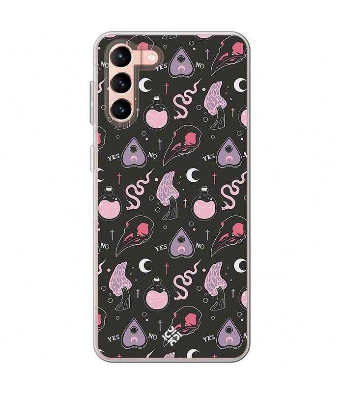 Funda para [ Samsung Galaxy S23 Plus ] Dibujo Gotico [ Diseño Brujería en Tonos Pastel y Fondo Negro ] de Silicona