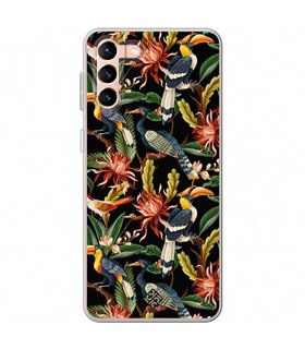 Funda para [ Samsung Galaxy S23 Plus ] Dibujo Mascotas [ Estampado Aves y Hojas y Flores Tropicales ] de Silicona