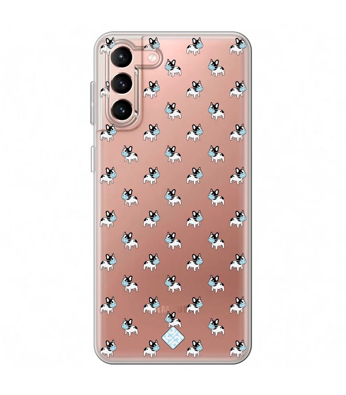 Funda para [ Samsung Galaxy S23 Plus ] Dibujo Mascotas [ Bulldog Frances con Mascarilla ] de Silicona Flexible