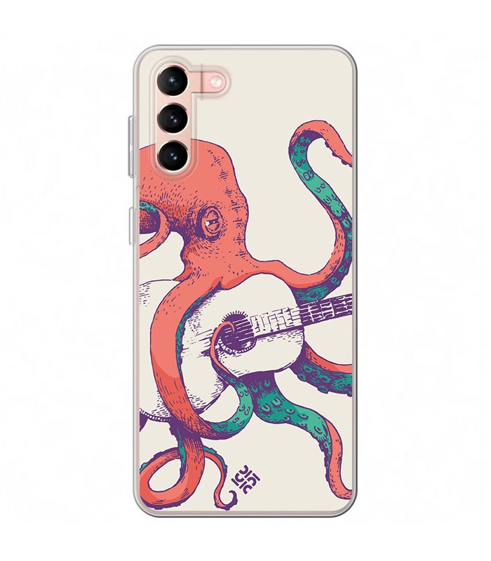 Funda para [ Samsung Galaxy S23 Plus ] Diseño Música [ Pulpo Tocando la Guitarra ] de Silicona Flexible