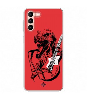 Funda para [ Samsung Galaxy S23 Plus ] Diseño Música [ Rock & Roar - Dinosaurio Tocando la Guitarra ] 