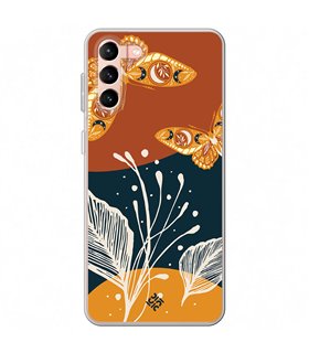 Funda para [ Samsung Galaxy S23 Plus ] Dibujo Auténtico [ Arte Contemporáneo - Hojas y Mariposas ] de Silicona Flexible