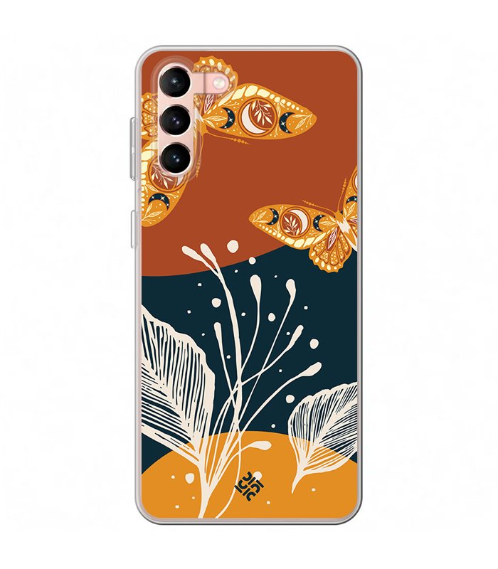 Funda para [ Samsung Galaxy S23 Plus ] Dibujo Auténtico [ Arte Contemporáneo - Hojas y Mariposas ] de Silicona Flexible