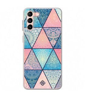 Funda para [ Samsung Galaxy S23 Plus ] Dibujo Auténtico [ Mosaico Triangular Mandala ] de Silicona Flexible