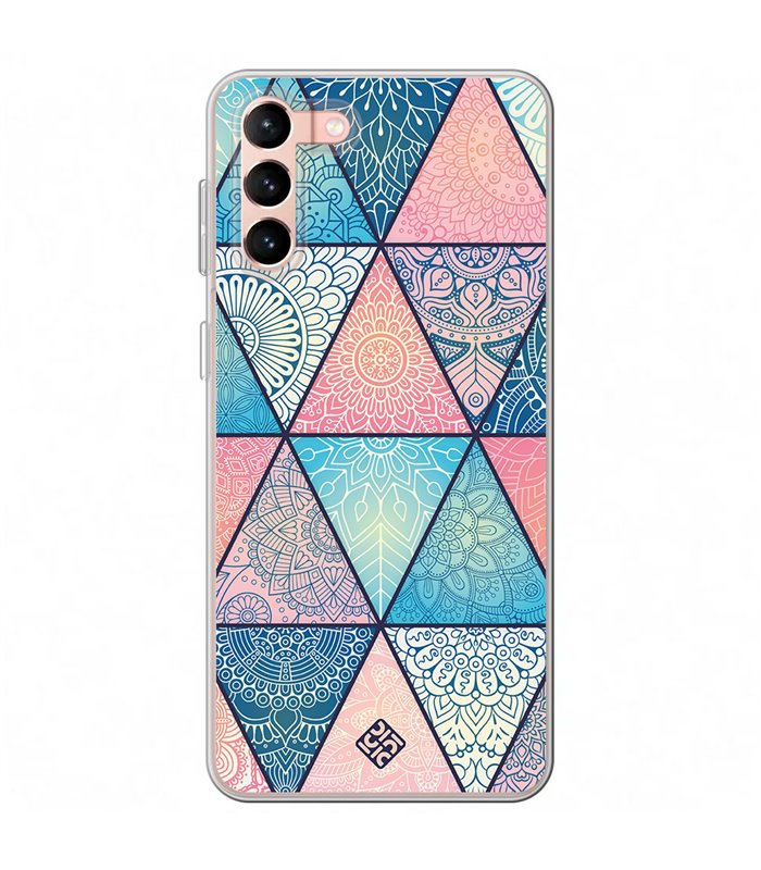 Funda para [ Samsung Galaxy S23 Plus ] Dibujo Auténtico [ Mosaico Triangular Mandala ] de Silicona Flexible