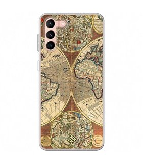 Funda para [ Samsung Galaxy S23 Plus ] Dibujo Auténtico [ Antiguo Mapa Mundi ] de Silicona Flexible