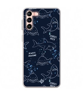 Funda para [ Samsung Galaxy S23 Plus ] Dibujo Auténtico [ Sharks Area ] de Silicona Flexible para Smartphone