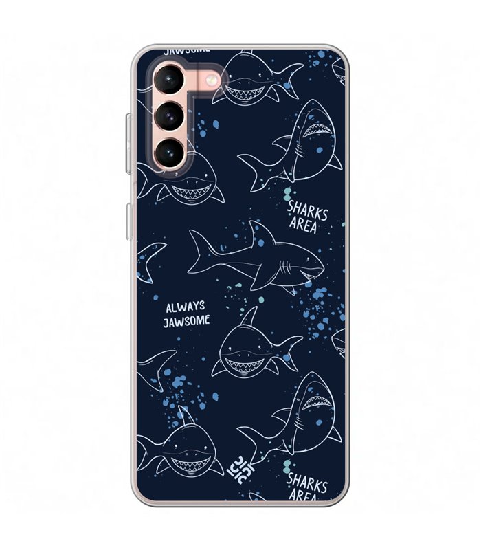 Funda para [ Samsung Galaxy S23 Plus ] Dibujo Auténtico [ Sharks Area ] de Silicona Flexible para Smartphone