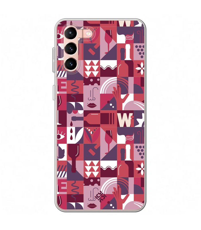 Funda para [ Samsung Galaxy S23 Plus ] Dibujo Auténtico [ Collage Vino ] de Silicona Flexible