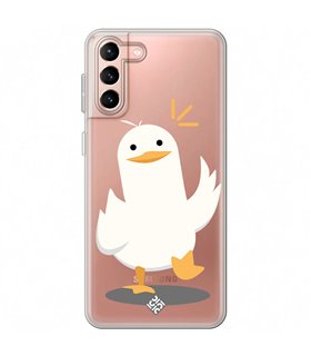 Funda para [ Samsung Galaxy S23 Plus ] Dibujo Auténtico [ Pato Caminando ] de Silicona Flexible para Smartphone 