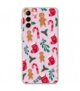 Funda para [ Samsung Galaxy S23 Plus ] Fondo Navidad [ Galleta Christmas Baston Caramelo ] de Silicona Flexible para Smartphone 