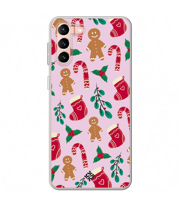 Funda para [ Samsung Galaxy S23 Plus ] Fondo Navidad [ Galleta Christmas Baston Caramelo ] de Silicona Flexible para Smartphone 