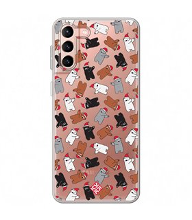 Funda para [ Samsung Galaxy S23 Plus ] Fondo Navidad [ Bear Dab ] de Silicona Flexible para Smartphone 