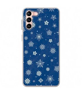 Funda para [ Samsung Galaxy S23 Plus ] Fondo Navidad [ Copos de Nieve ] de Silicona Flexible para Smartphone 