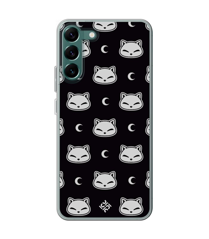 Funda para [ Samsung Galaxy S23 ] Dibujo Cute [ Gato Negro Lunar ] de Silicona Flexible para Smartphone