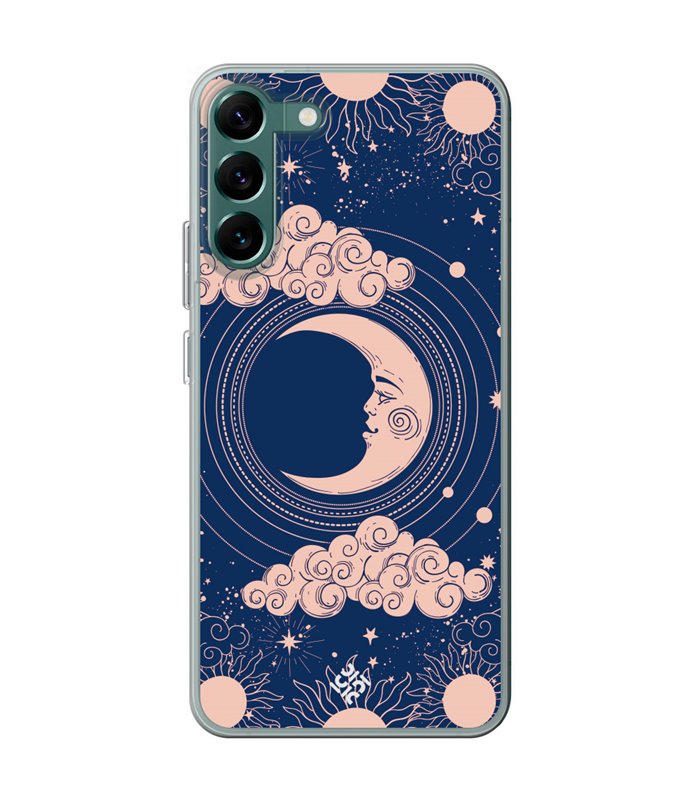 Funda para [ Samsung Galaxy S23 ] Dibujo Esotérico [ Luna Creciente - Dibujo Místico Astrologico ] de Silicona Flexible