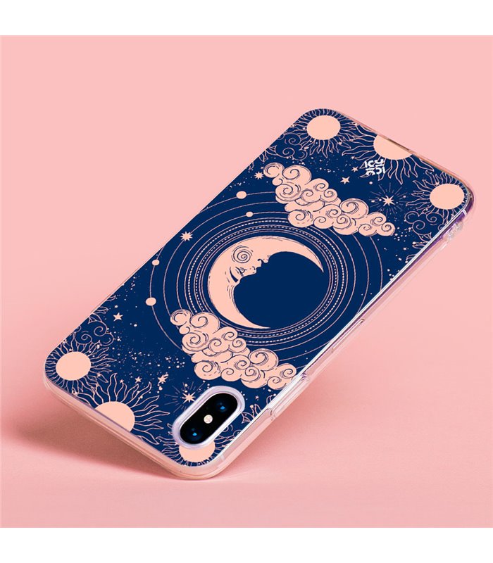 Funda para [ Samsung Galaxy S23 ] Dibujo Esotérico [ Luna Creciente - Dibujo Místico Astrologico ] de Silicona Flexible