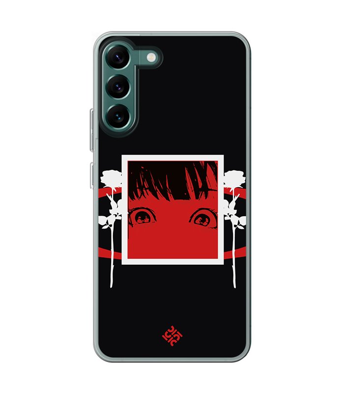 Funda para [ Samsung Galaxy S23 ] Dibujos Frikis [ Mirada Anime, Manga Rojo Intenso ] de Silicona Flexible