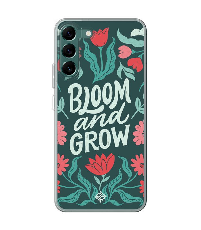 Funda para [ Samsung Galaxy S23 ] Dibujo Frases Guays [ Flores Bloom and Grow ] de Silicona Flexible para Smartphone