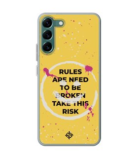 Funda para [ Samsung Galaxy S23 ] Dibujo Frases Guays [ Smile - Rules Are Need  To Be Broken Take This Risk ] 
