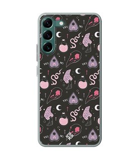 Funda para [ Samsung Galaxy S23 ] Dibujo Gotico [ Diseño Brujería en Tonos Pastel y Fondo Negro ] de Silicona