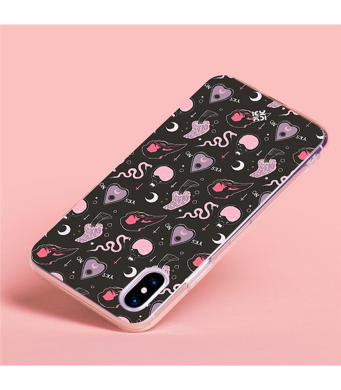 Funda para [ Samsung Galaxy S23 ] Dibujo Gotico [ Diseño Brujería en Tonos Pastel y Fondo Negro ] de Silicona