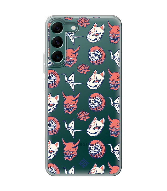 Funda para [ Samsung Galaxy S23 ] Dibujo Japones [ Daruma, Máscara Kitsune y Hannya Japon ] de Silicona